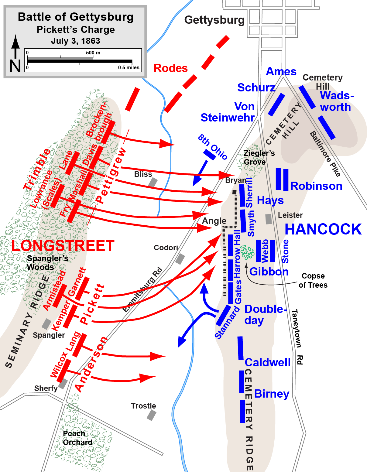Hal Jespersen's map of Pickett's Charge
