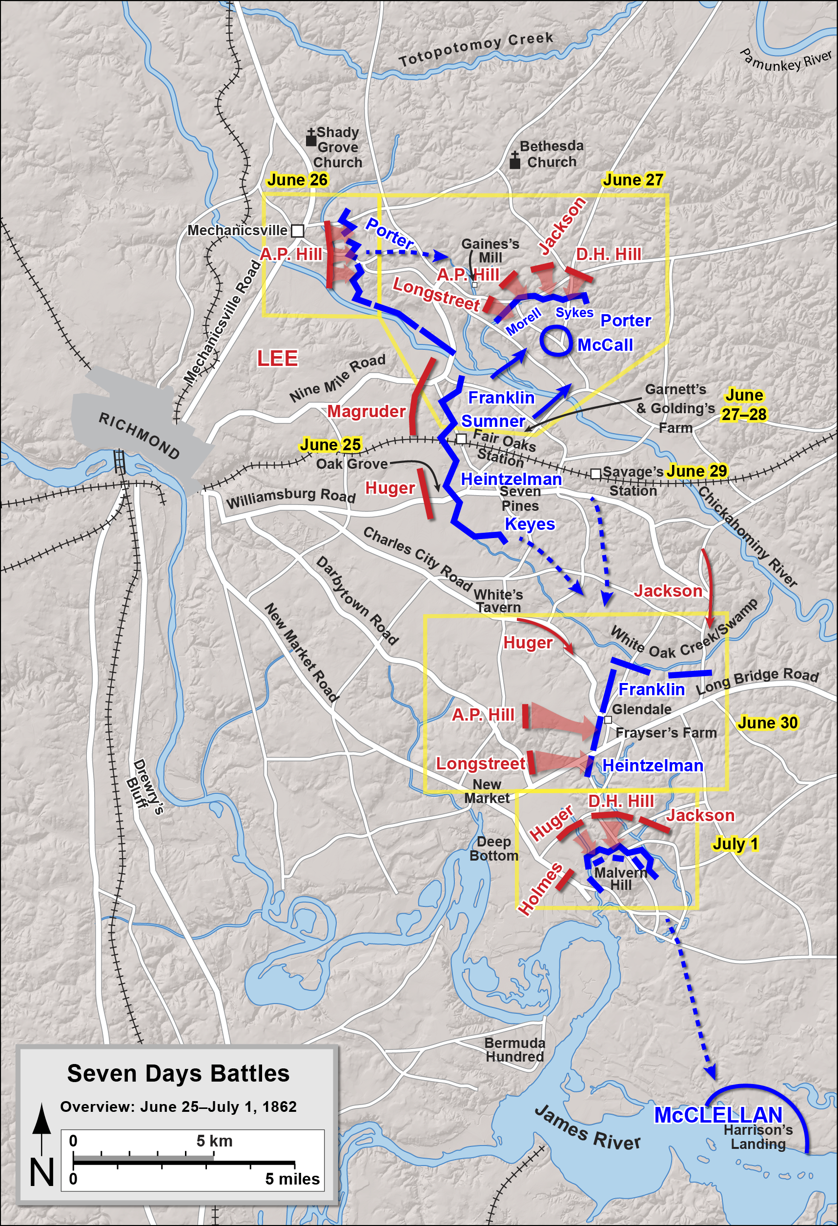 Map of the Seven Days Battles